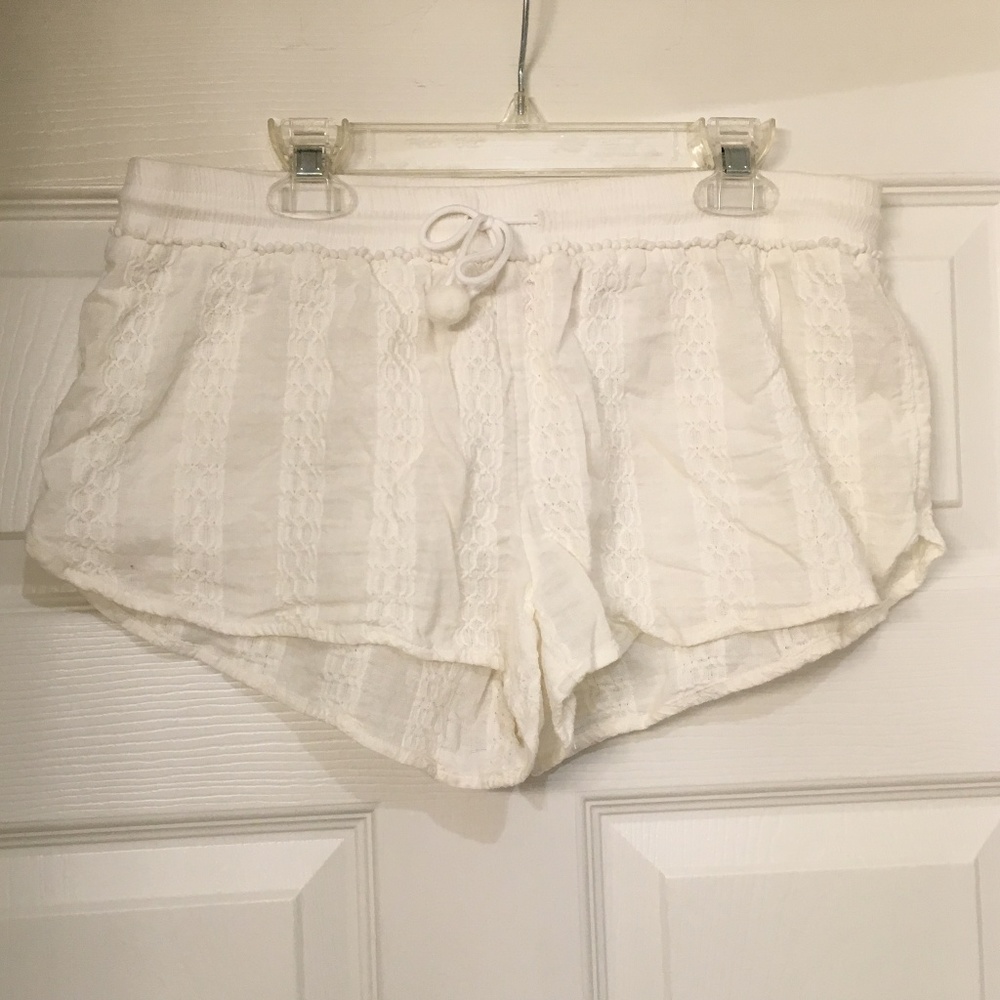 Cream Striped Beach Shorts